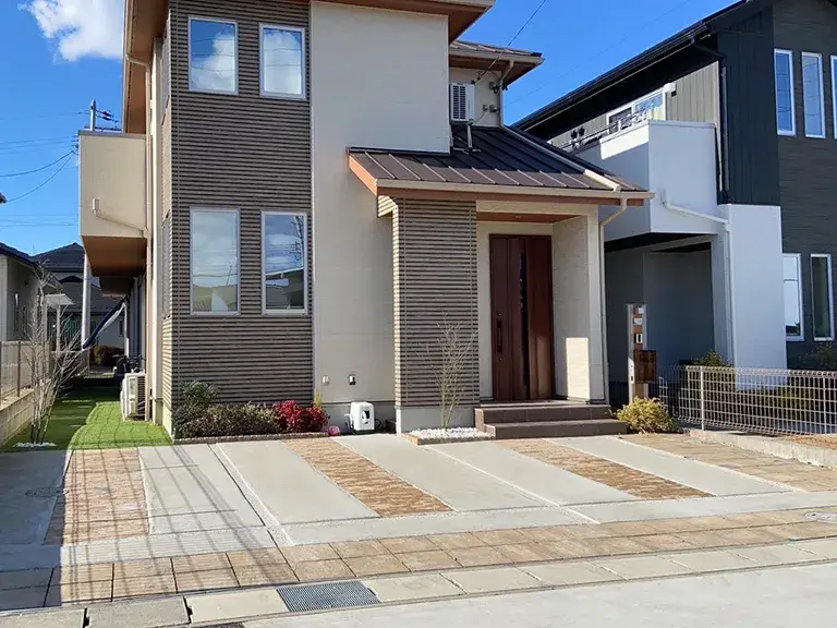 外構駐車場工事コンクリート&タイル施工例