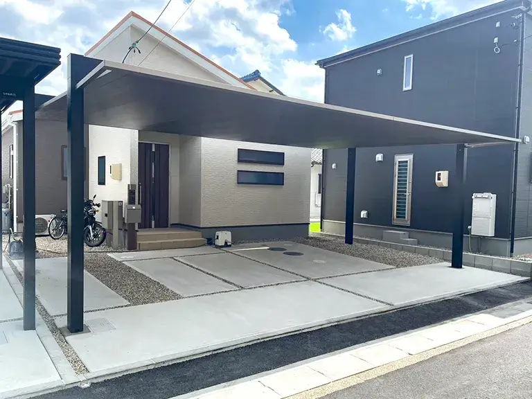 外構駐車場工事コンクリート&カーポートFII施工例