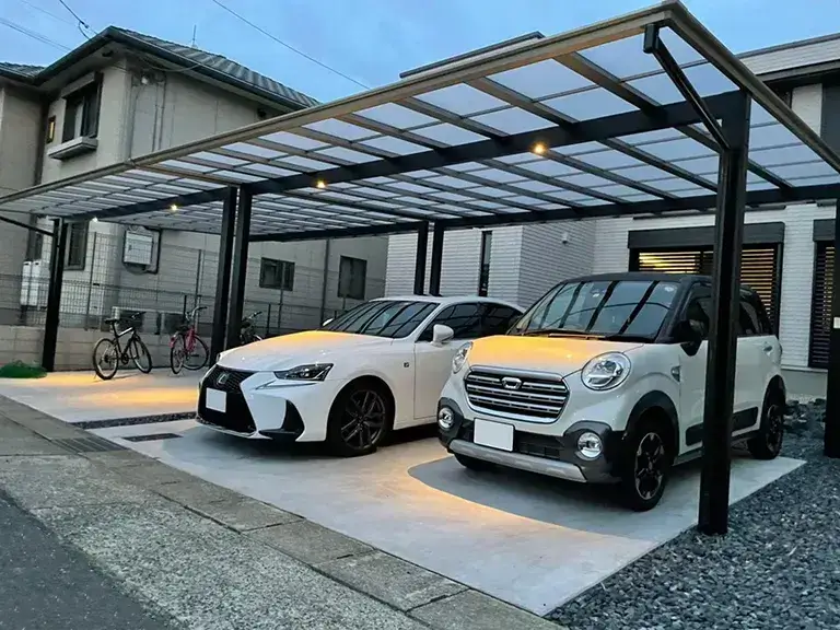 外構駐車場工事コンクリート&カーポート4台用施工例