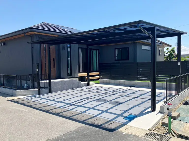 外構駐車場コンクリート工事&カーポート施工例