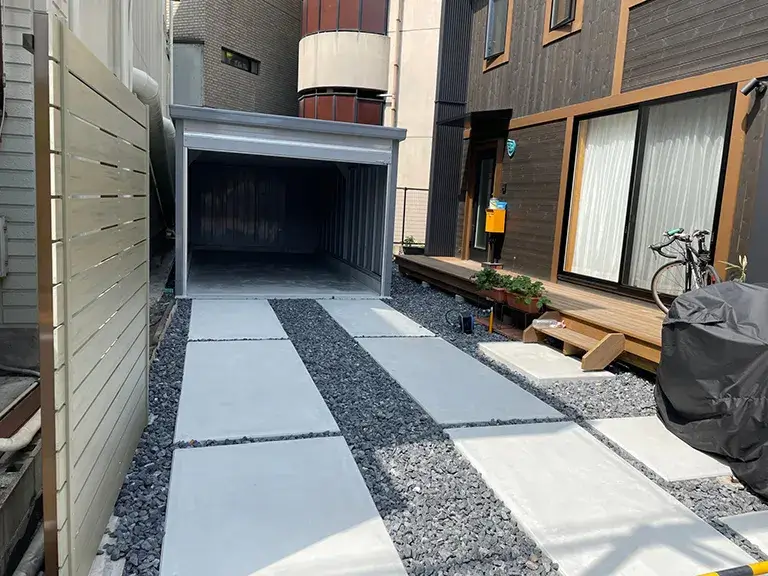 外構駐車場コンクリート工事&ガレージ施工例