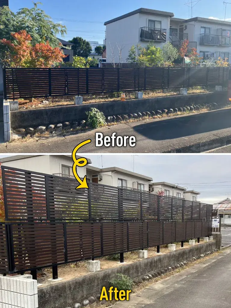 庭リフォーム多重目隠しフェンス施工例