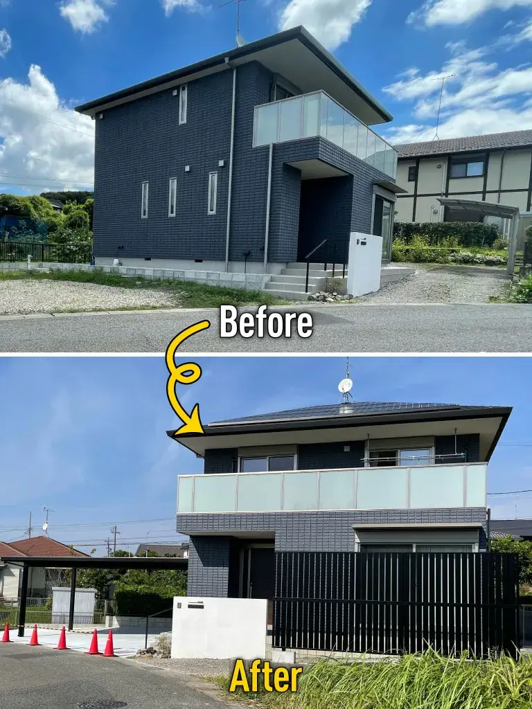 外構リフォーム駐車場＆目隠しフェンス施工例