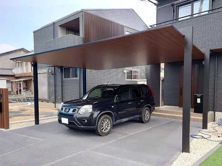 カーポートSC木目調2台用施工例