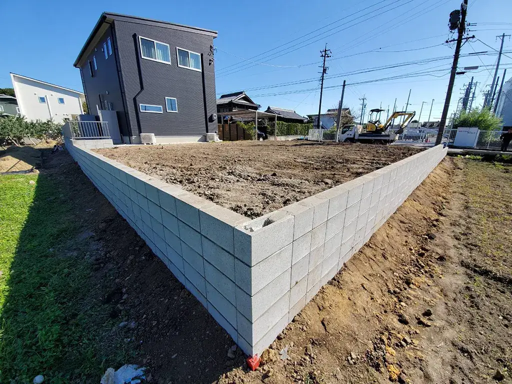 新築外構ブロック積み工事