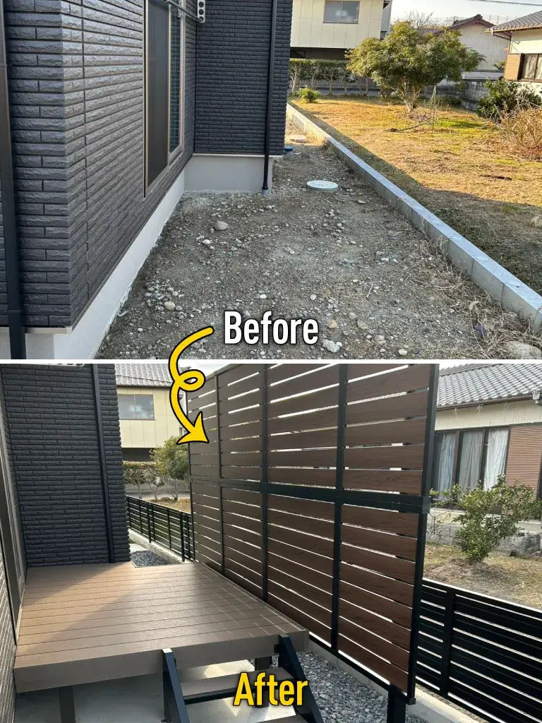 ガーテリアウッドデッキ&目隠しフェンス施工例