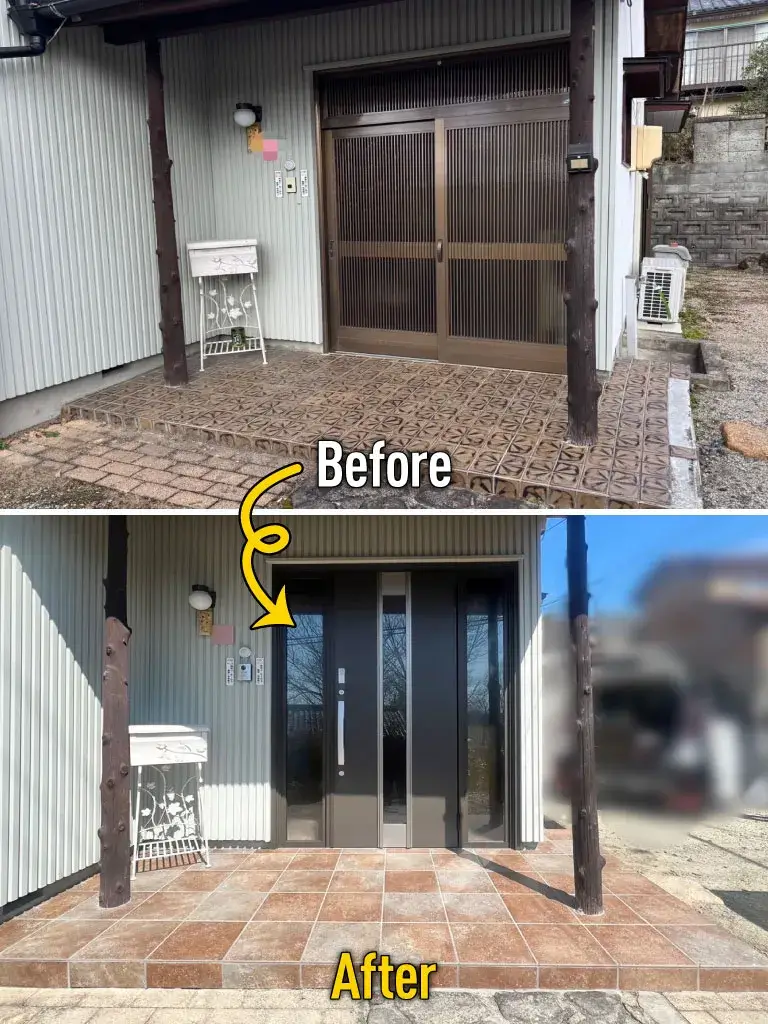 玄関タイル外構リフォーム工事施工例