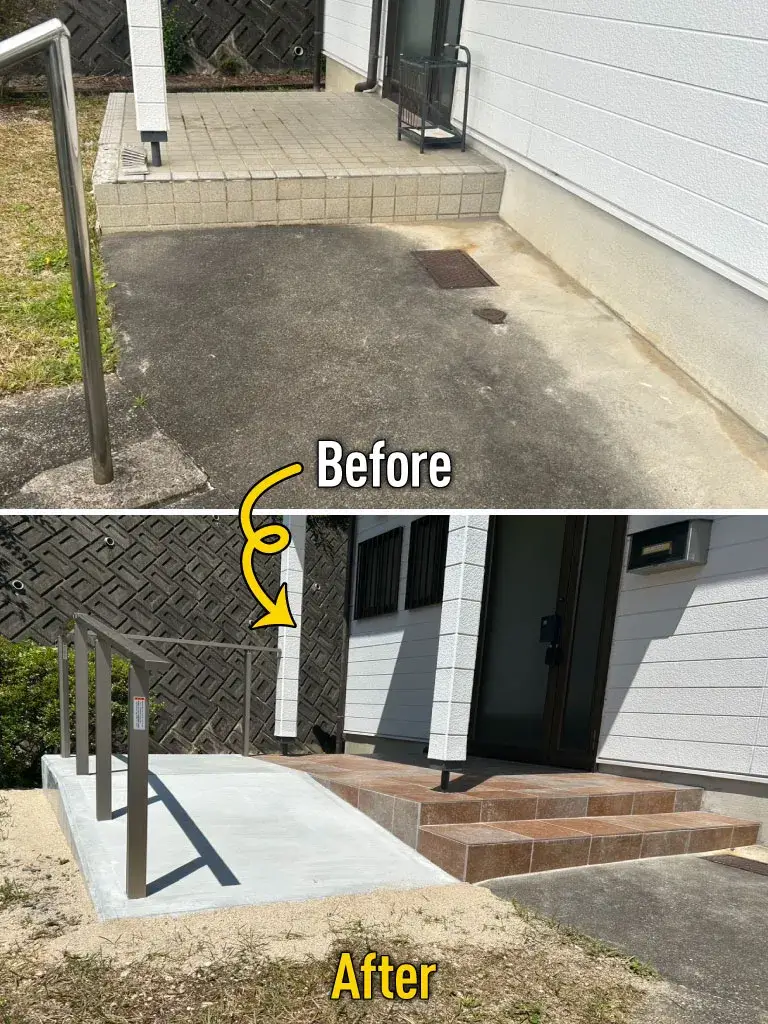 玄関まわり外構リフォーム工事施工例Before&After