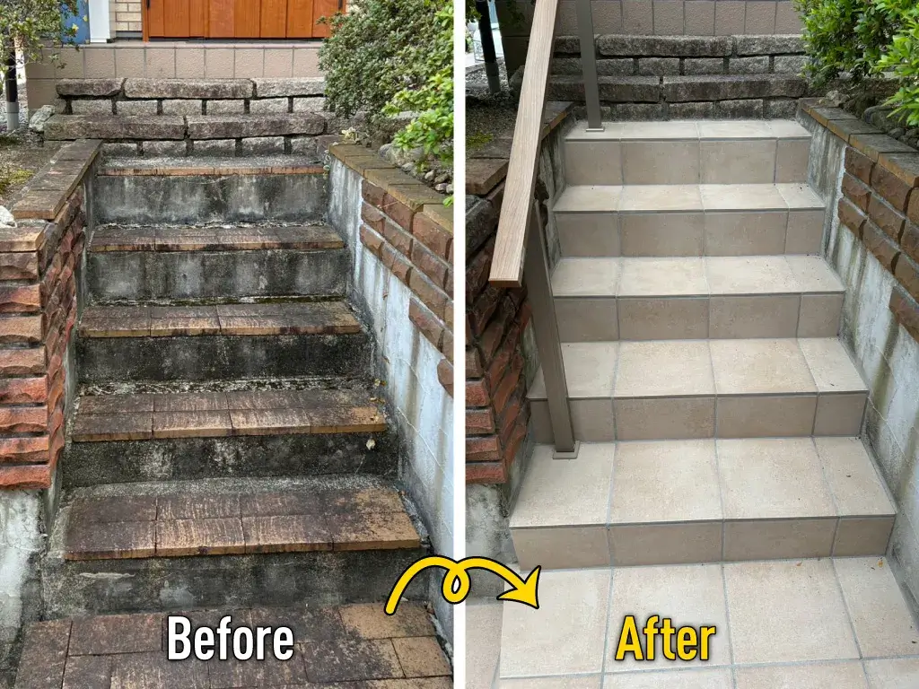 玄関アプローチ階段リフォーム工事施工例