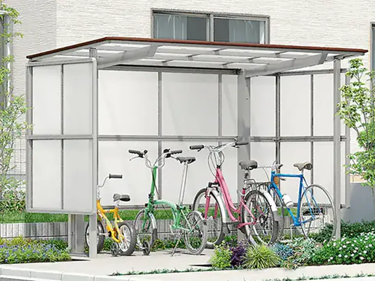 LIXIL／サイクルポート：フーゴFパーク (フラットスタイル) パネル3面囲い