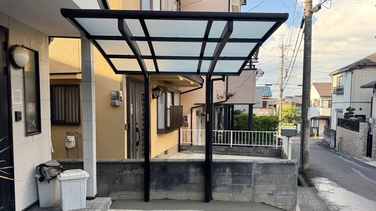 ガーテリア駐車場拡張＆サイクルポート設置施工例