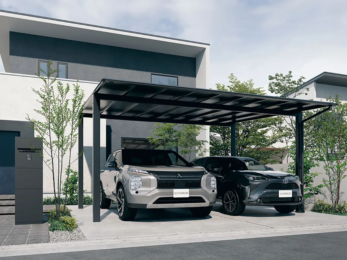 ブラックポリカカーポート:三協アルミ/スカイリード施工例